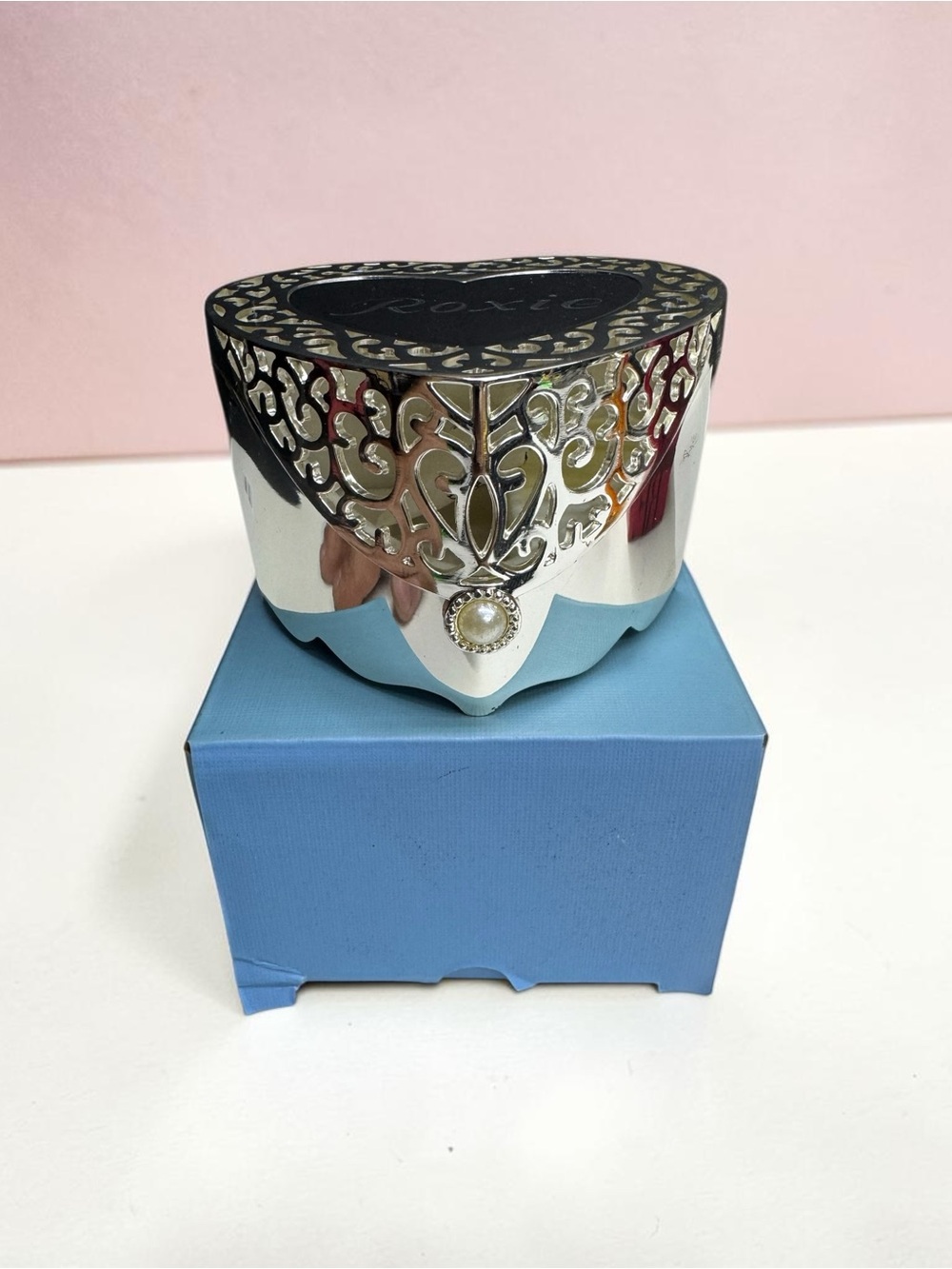 Jewelry Trinket Box THINGS REMEMBERED Filigree Heart Shaped Silver Plated
